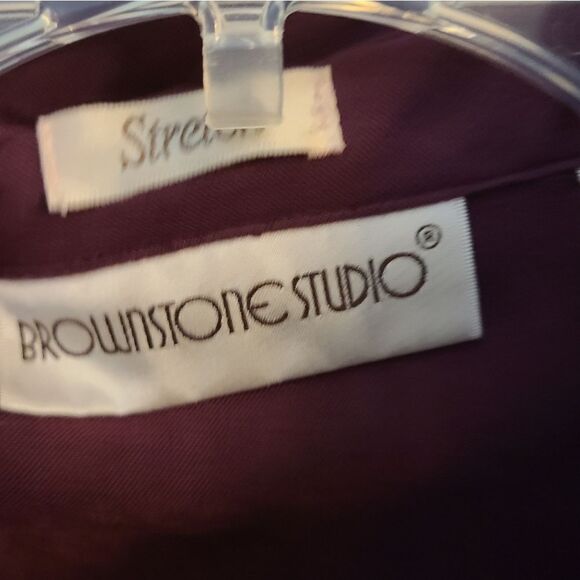 Brownstone Studio Vintage Suede Feel Maroon Button Down Shirt - Picture 6 of 8